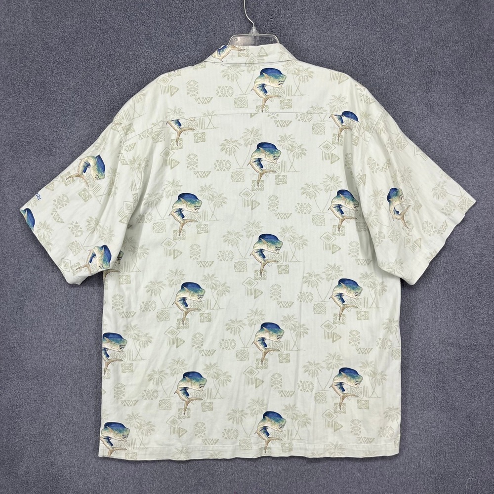 Guy Harvey Button Down Shirt Men 2X Cream Mahi Mahi Fish Tropical Cayman Islands - Picture 2 of 13